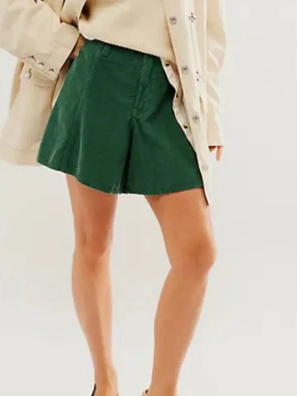 Free People We The Free  Summer Days Cord Shorts Green High Waist S